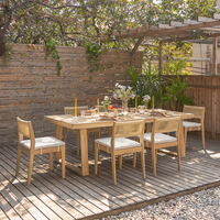 Vente en gros, meubles de jardin, Patio de Restaurant en bois de teck imperméable, ensemble de Table à manger d'extérieur de sept pièces