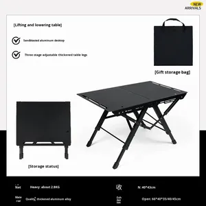 Yeni hafif alüminyum alaşım ayarlanabilir hız açık IGT açık kamp taktik katlanır masa dış mekan mobilyası 1-2 kişi - Product Image 6