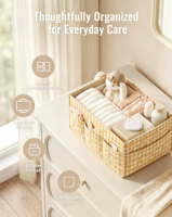 Organisateur de couches pour bébé, panier de rangement portable matelassé en forme de cœur, marron, résistant à l'eau, grande capacité, avec séparateurs amovibles, cadeau