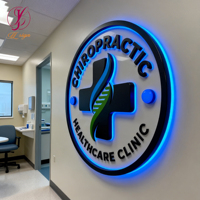 Enseigne Métallique Circulaire Lumineuse pour Bureaux et Réceptions d'Entreprises, Enseigne LED 3D Personnalisable avec Logo pour Publicité
