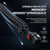 Câble spiralé rétractable pour remorque, cordon électrique spiralé pour camion, remorque, ABS/EBS, câble d'alimentation enroulé avec connecteurs 7 broches