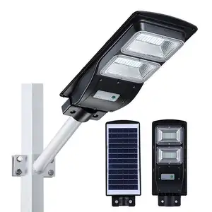 High Lumen Solar Street Light 6500K Dusk to Dawn with Induction Radar Sensor Street lamps IP65 for Garden/ Parking Lot/ Garage