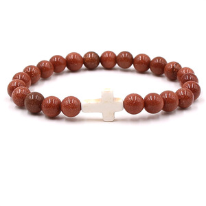 Cadeaux chrétiens <span class=keywords><strong>Bracelet</strong></span> croix pour femmes Foi Pâques Catholique Bijoux religieux Significatif Baptême Communion Bracelets en pierre - Product Image 3