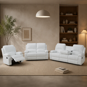 Conjunto de Sofá Reclinable Moderno de Cuero PU con Respaldo Acolchado, Brazos Acolchados y Patas de Metal, Ajustable en 4 Posiciones para Sala de Estar - Product Image 1