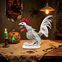 Estatua de Gallo Esqueleto, Figura de Pollo Esqueleto, Escultura de Animal Esqueleto Gótico para Decoración de Interiores, Exteriores y Fiestas en Casa