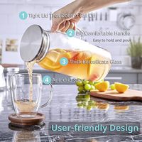 Petit pichet en verre avec couvercle et bec verseur distributeur de boissons anti-fuite pour jus de lait eau thé glacé café carafe serveur