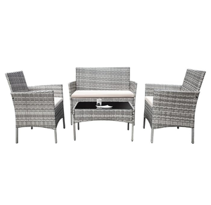 Ensemble de meubles de patio Homall, 4 pièces, en rotin tressé, pour jardin, avec coussins doux pour l'extérieur - Product Image 1