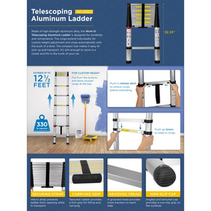 บันไดอลูมิเนียมพับได้แบบยืดหดได้ 3.8 เมตร 13 ขั้น ปิดแบบนุ่มนวล <span class=keywords><strong>Escada</strong></span> De Aluminio TL - Product Image 6