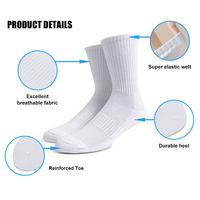 Chaussettes de sport en coton personnalisées avec logo jacquard, chaussettes de sport blanches pour hommes, chaussettes de gym personnalisées