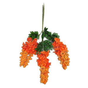 Fleur de glycine artificielle en soie faite à la main, à trois branches, couleur violette, pour décoration de plafond de maison ou de mariage, fleurs de glycine en forme de haricot - Product Image 6