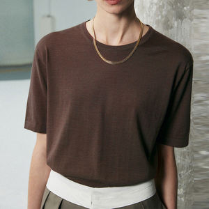 Maglione T-Shirt Unisex in <span class=keywords><strong>Lana</strong></span> <span class=keywords><strong>Merino</strong></span> e Cotone, Stile Vintage, Casual, Ecologico, Anti-Restringimento, Maglia Larga, Produzione OEM - Product Image 2