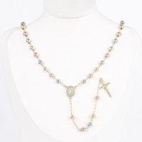 Chapelet religieux tendance et exquis en perles tricolores Vierge Marie, bijoux catholiques avec croix, idéal pour un cadeau