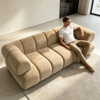 Kompressions-Sofa Weiß Schlankes Rahmenloses Vakuum-Kompressions-Möbelstück Weiches Sherpa U-Form Armloses Hochdichte-Sofa