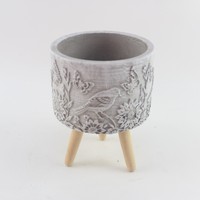 Pots de fleurs ronds de style classique écologique décor d'animaux succulents en ciment pour les jardinières en poudre de jardin à l'extérieur