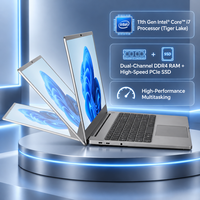 Ordinateur portable professionnel OEM en métal de 15,6 pouces, 180 degrés, Intel Core i7, Barebone, RAM et SSD personnalisables, PC portable