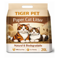 Litière pour chat en papier agglomérant TIGER PET 20L Sans poussière Écologique Contrôle des odeurs Forte absorption Légère Gris Sphérique