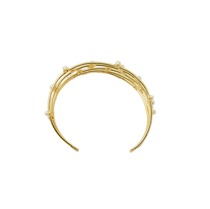 Elegant Gold Plated Pearl Open Cuff <b>Bracelet</b> for Women <b>Adjustable</b> Handmade Fashion Jewelry - Product Image 3