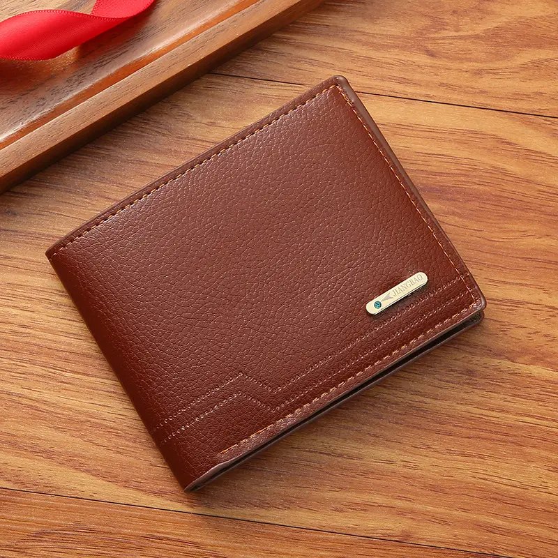 Men's Fashion Casual Litchi Soft Wallet New Multi-Card Large Capacity Small Wallet with Open Closure Waterproof Feature