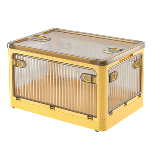 Storage <b>Box</b> For Wardrobe Clothes <b>Blankets</b> Transparent Plastic Folding 10L-20L Rectangle Standing Type Solid Color - Product Image 3