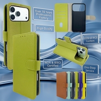 Étui portefeuille à rabat en cuir PU grain litchi de qualité supérieure avec fentes pour cartes, support et protection intégrale antichoc pour iPhone 12 13 14 15 16