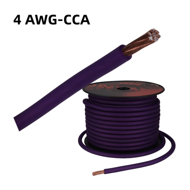 JLD AUDIO Chinese 4GA Power Speaker Cable CCA Conductor 7x7x24/0.15 21.05mm Cross Area 10mm OD 30.5m Purple PVC Jacket