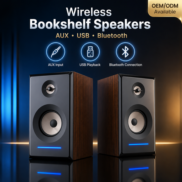 Professional 2.0 Channel Powered Hifi Bookshelf Speakers Laptop Desktop Computer Speaker