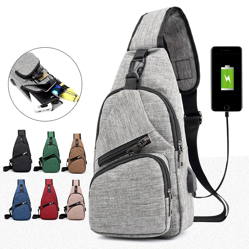 Men Back Pack Chest Pack Single Rucksack England Chest Bags Shoulder Cross body Bag External USB Charger Backpack Boys