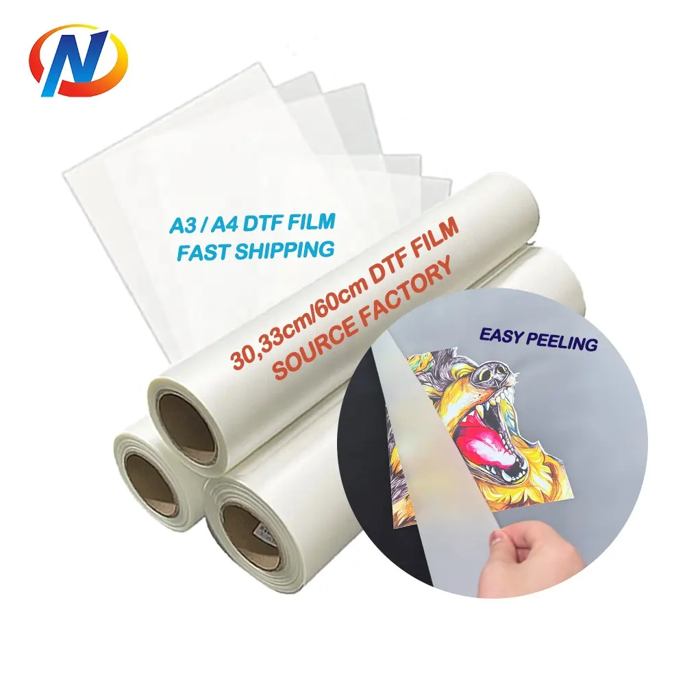 Rolo de filme brilhante Dtf para impressão por transferência térmica digital a jato de tinta A3 A4 Norman 30Cm 60Cm