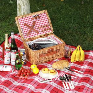 Cesta de mimbre para picnic, cesta de regalo para almacenamiento de alimentos, cesta de picnic de mimbre natural personalizada ODM OEM, suministros para picnic con vino, Australia - Product Image 5