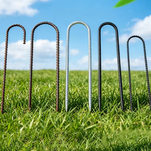 Black Galvanized U Shaped Steel <b>Ground</b> Reinforcement Piles Tent Pegs Garden Anchors Outdoor Fixing <b>Stakes</b> - Product Image 3