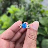 Bague de mode Good Century en or 14 carats avec diamant bleu de laboratoire taille ovale, sertissage griffe vintage, pour usage quotidien, cadeau