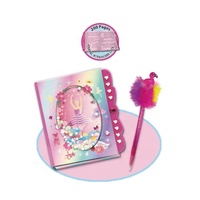 Ensemble de papeterie pour enfants 2024 Journal secret avec serrure à code Stylo pompon Journal avec serrure à code Jouets pour enfants