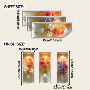 <span class=keywords><strong>Adesivi</strong></span> <span class=keywords><strong>per</strong></span> Vasi di Fiori Autoadesivi 3 Pezzi, Decorazione Murale Floreale 3D in Vinile <span class=keywords><strong>per</strong></span> Camera da Letto e Soggiorno - Product Image 4