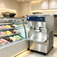Professionele verticale Italiaanse gelatomachine van roestvrij staal, vrijstaand, open bovenkant, batch-ijsmachine