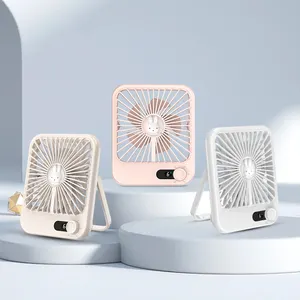 2024 New Summer 3 Colors Portable Mini Air Cooling Fan 1200mah KC Battery Desktop Fan Table Logo Customized 2 In 1 Brushless 5w