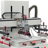Máquina de serigrafía semiautomática de cama plana de un solo color con protector de seguridad para tapas de botellas