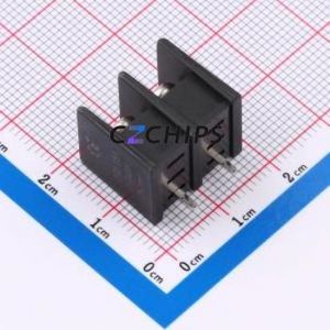MX25S-7.62-02P-BK01-Cu-S-A Barrier Terminal Block Through hole,P=7.62mm Connector Two Sides 7.62mm 1x2P Straight Pin - Product Image 2