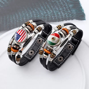 Bracelets drapeau américain très demandés, bracelets patriotiques de football, bracelet en cuir PU tressé <span class=keywords><strong>pour</strong></span> hommes et femmes - Product Image 6