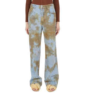 DiZNEW Custom Made materiale in cotone di alta qualità <span class=keywords><strong>Mom</strong></span> <span class=keywords><strong>Fit</strong></span> Tie Dye Denim <span class=keywords><strong>Jeans</strong></span> <span class=keywords><strong>donna</strong></span> - Product Image 1