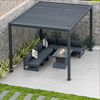Pergola intelligente de luxe à lames orientables motorisées, imperméable, résistante au vent, en alliage d'aluminium, système d'ombrage extérieur