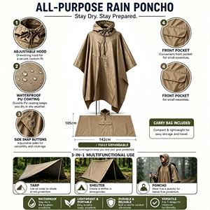 Impermeabile Tre-in-Uno per Escursionismo - Leggero in Poliestere per Campeggio, Alpinismo e Viaggi, Tenda Impermeabile per Escursioni e Campeggio - Product Image 6