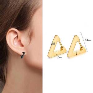 Boucles d'oreilles triangulaires en acier titane, géométriques, noir, or, argent, bijoux de mode unisexes, pour hommes et femmes - Product Image 4