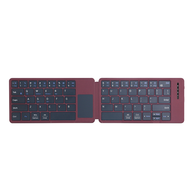 Triple Fold Wireless Keyboard with Integrated Touchpad Compatible with 3 Devices Rechargeable Slim Premium PU Leather