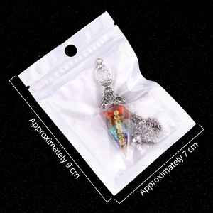 Chip Natural Crystal Rock 7 Color Chakra Curación <span class=keywords><strong>Riki</strong></span> Cono Hexagonal Resina Péndulo Grabado Siete Meridianos Símbolo Adivinación - Product Image 4