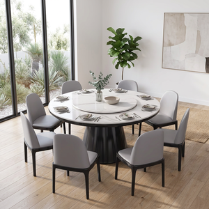 Oak Slate Top <b>Dining</b> <b>Table</b> Chair <b>Set</b> 360 Rotating Lazy Susan Modern Luxury Eco-Friendly <b>Dining</b> Furniture <b>for</b> Home <b>4</b>-Seater - Product Image 2