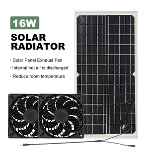 Ventilateur solaire double résistant aux intempéries avec 1 panneau solaire 16W pour poulaillers, serres, abris ou nichoirs pour animaux de compagnie - Product Image 1