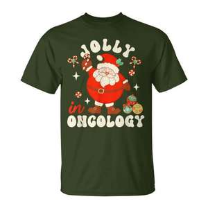 T-shirt de Noël Jolly In Oncology pour infirmières, cadeau de vacances - Product Image 1