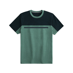 Camiseta de Hombre de Algodón Transpirable con Bloques de Color, Panel de Contraste en el Dobladillo de la Manga, Corte Moderno, Tela Ligera, para Gimnasio, Casual o Uso Diario - Product Image 1