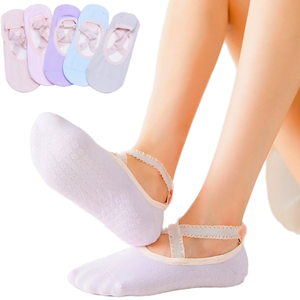 Calcetines Deportivos de Yoga de Punto con Logotipo Personalizado al por Mayor, Calcetines Cortos sin Talón con Cordones, Antideslizantes, con Tiras Cruzadas, Boca Poco Profunda, Antideslizantes, para Primavera - Product Image 2