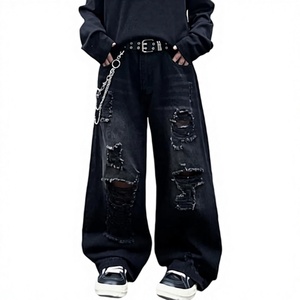 Pantalones vaqueros holgados tipo cargo para hombre, pantalones de mezclilla de pierna ancha extragrandes para ropa urbana de hip hop y moda informal diaria - Product Image 1